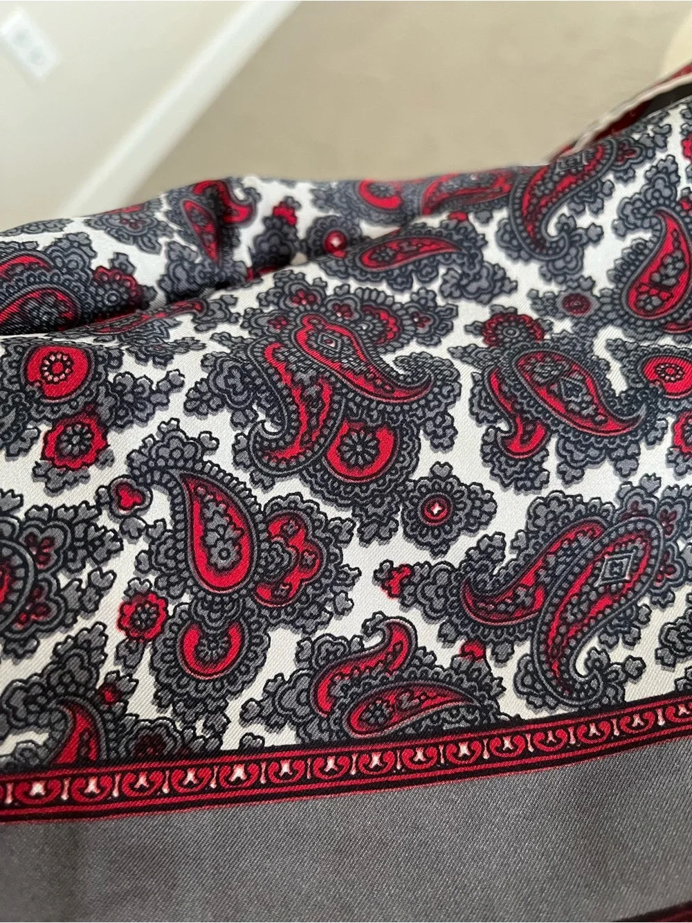 Gorgeous Silk Paisley Print Women's Scarf- Burgundy, Black & White!